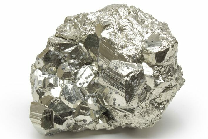 Striated, Pyritohedral Pyrite Crystal Cluster - Peru #218516